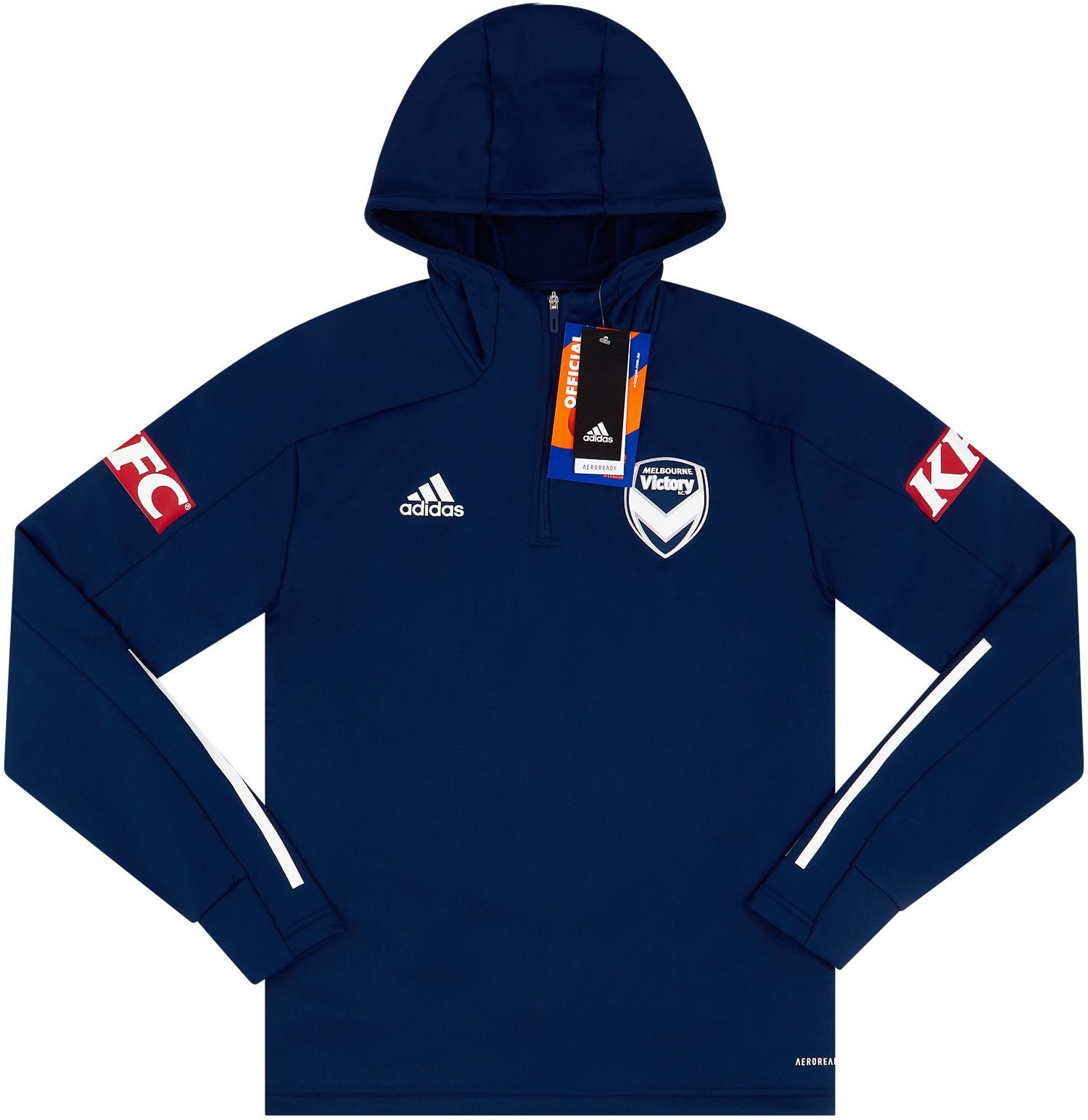 2019-20 Melbourne Victory adidas Hooded 1/2 Zip Training Top (S)