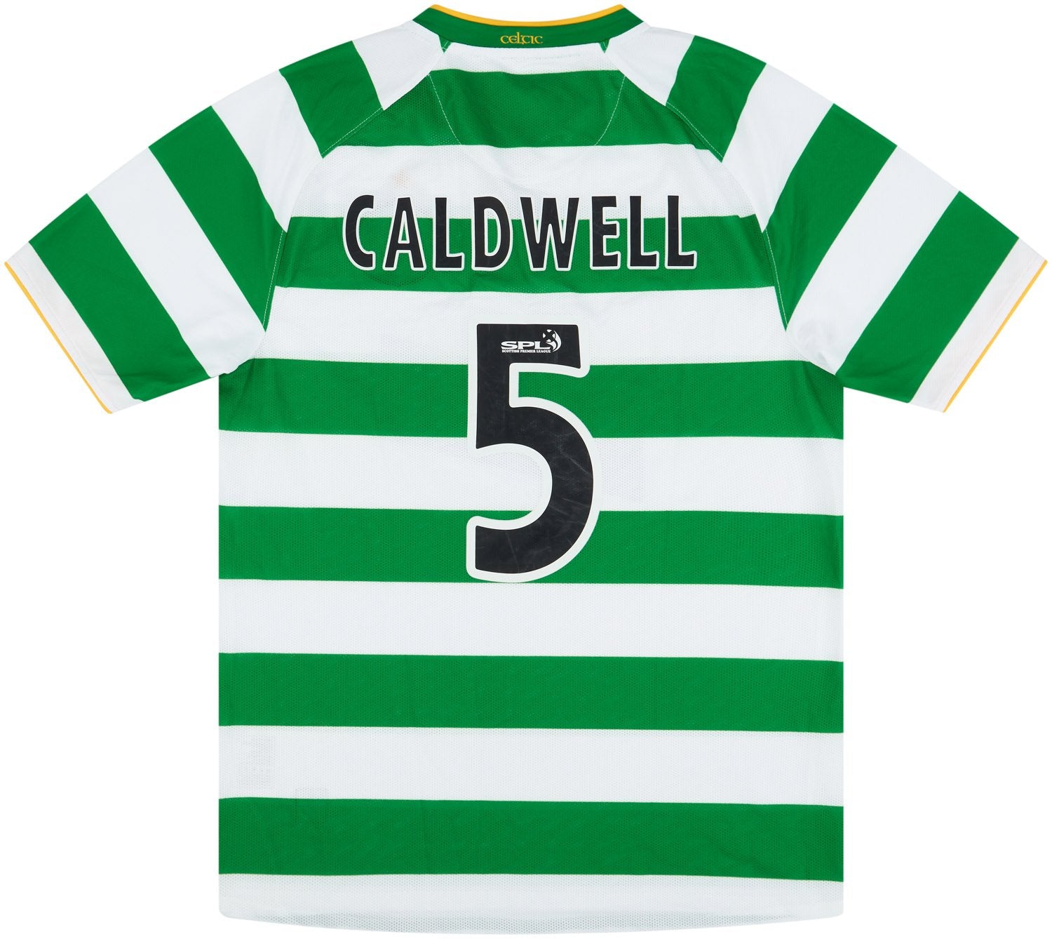 2008-09 Celtic Match Issue Home Shirt Caldwell #5 (v Man City)