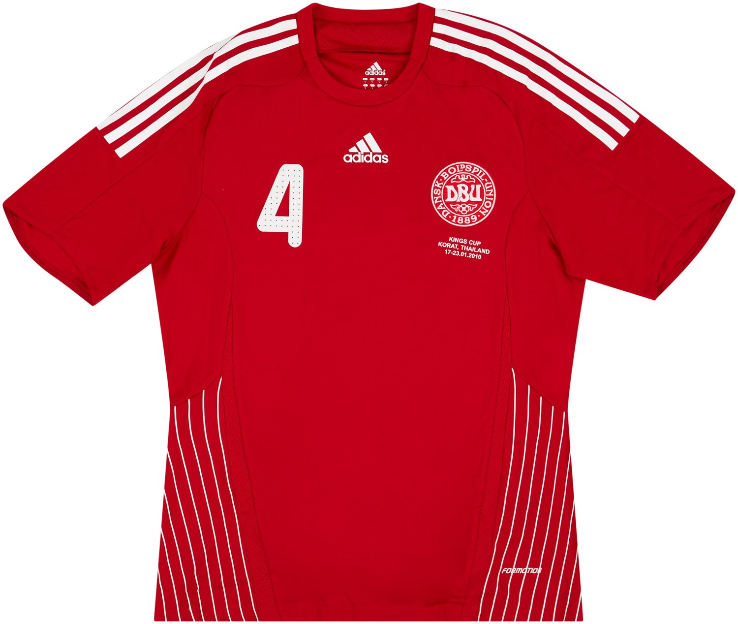 2010 Denmark Match Issue Kings Cup Home Shirt #4 (Borring) v Poland