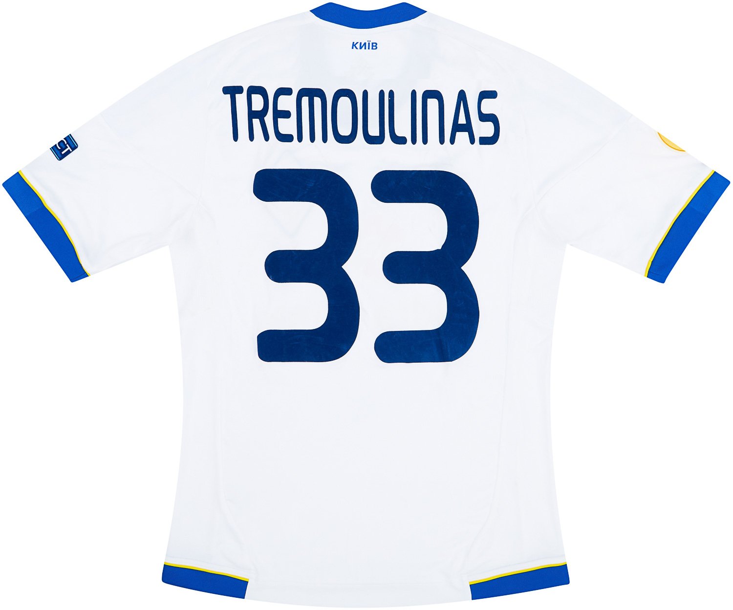 2013-14 Dynamo Kyiv Match Issue Europa League Home Shirt Tremoulinas #33