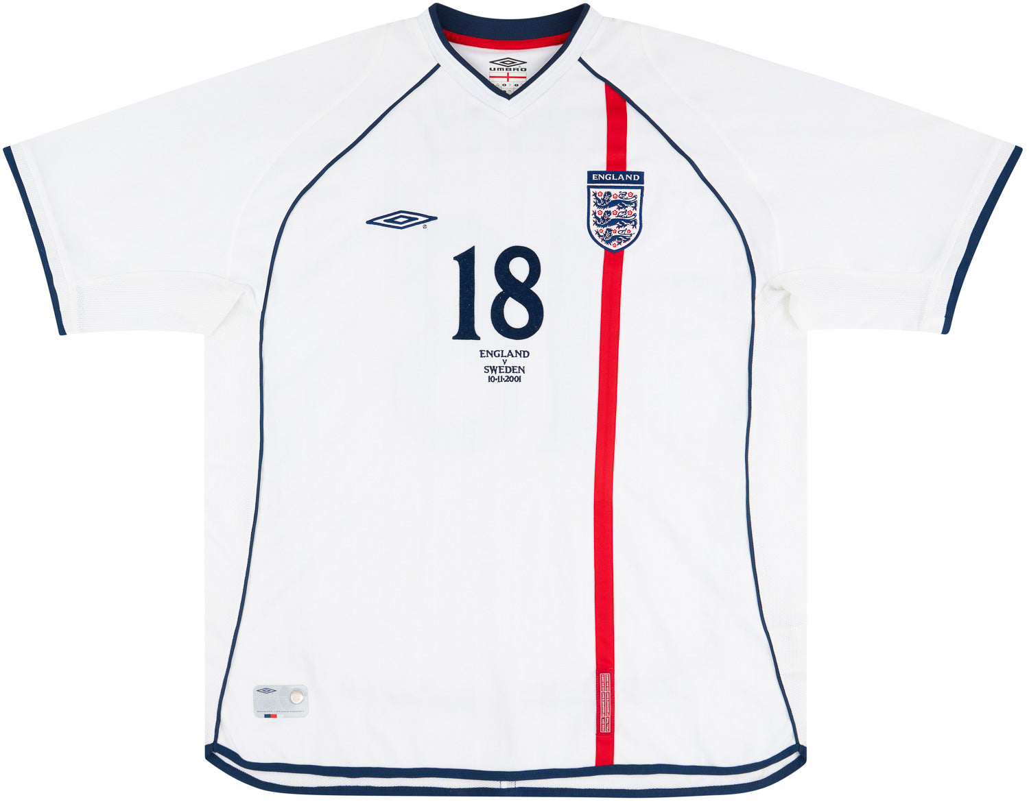 2001 England Match Issue Home Shirt Ehiogu #18 (v Sweden)