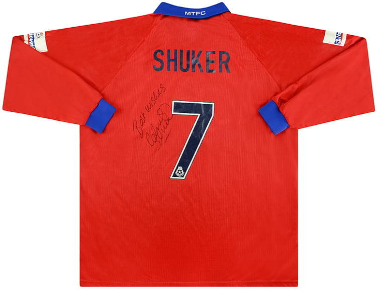 2000-01 Macclesfield Town Match Issue Signed Away L/S Shirt Shuker #7