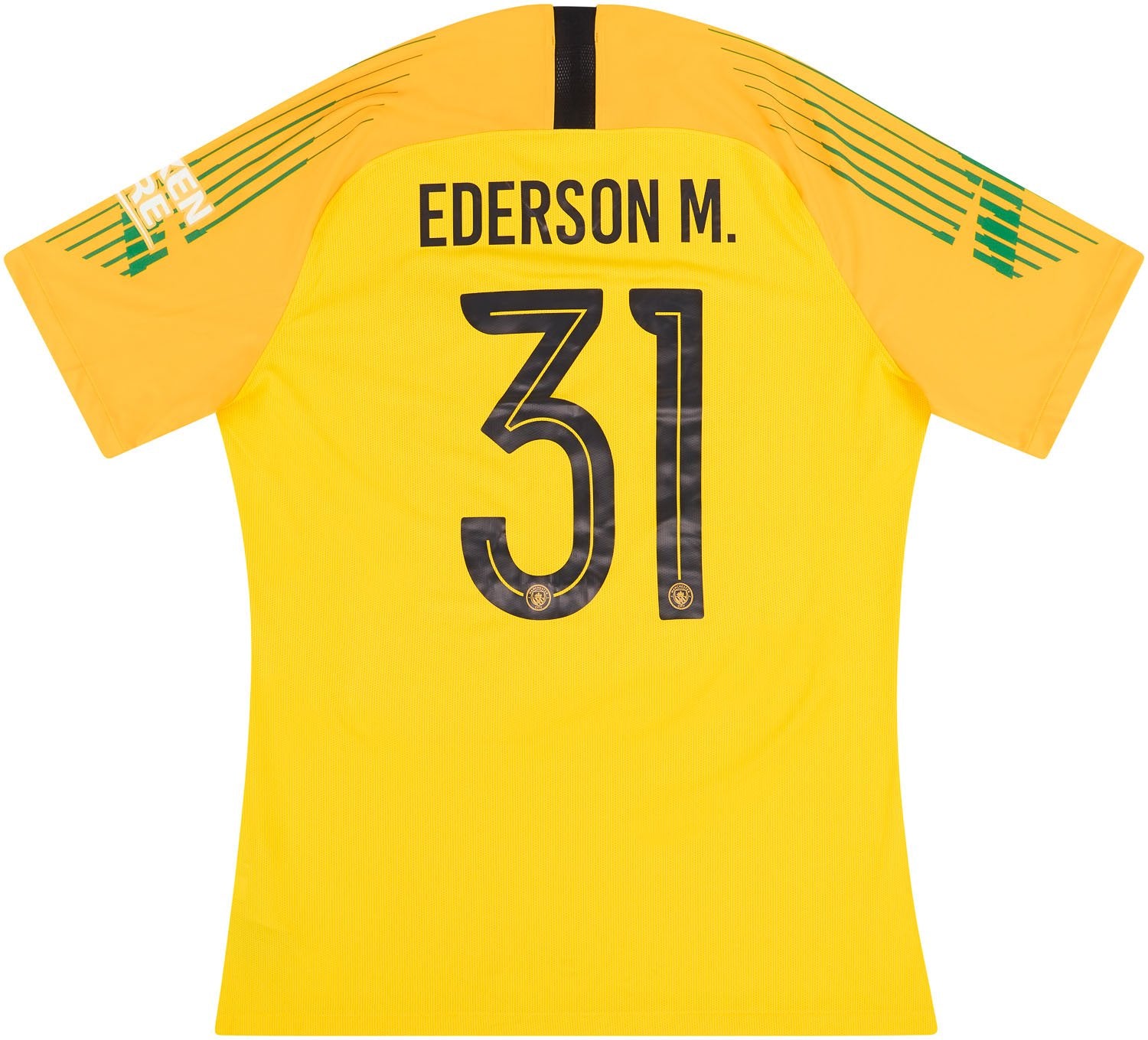 2018-19 Manchester City Match Issue CL GK Away S/S Shirt Ederson M. #31 XL