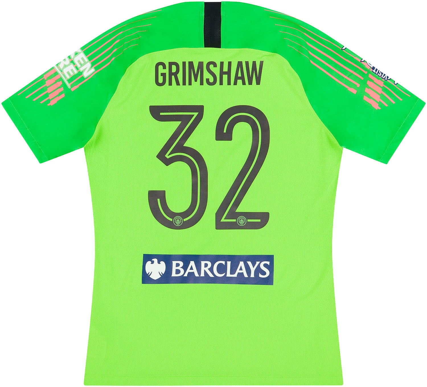 2018-19 Manchester City Match Issue GK Away S/S Shirt Grimshaw #32 L