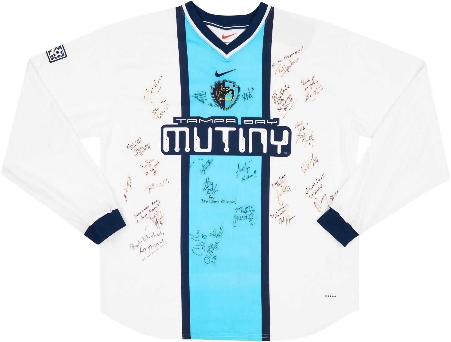 2000 Tampa Bay Mutiny Player Issue Signed Away L/S Shirt - 6/10 - (XL)